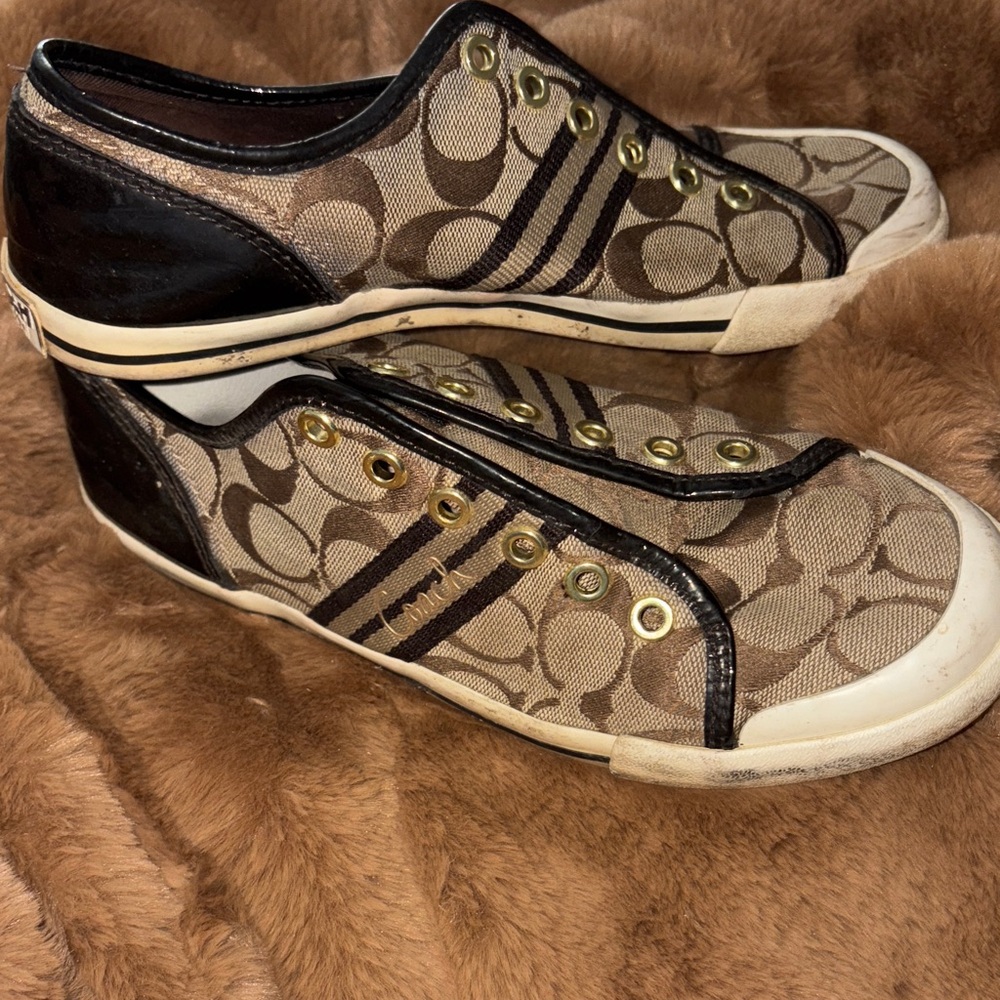 Coach Women's Tan and Black Casual Sneakers